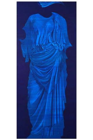 Umberto Passeretti: Blue Deesse - Acrilico su tavola 85 x 185  