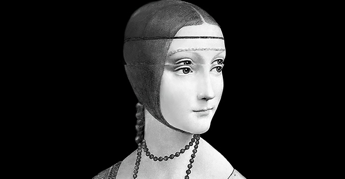 Leonardo da Vinci, La dama con l’ermellino, dalla serie L’era successiva, 2010, Pittura digitale su plexiglass © Mariella Bettineschi part. Leonardo da Vinci, La dama con l’ermellino, dalla serie L’era successiva, 2010, Pittura digit particolare