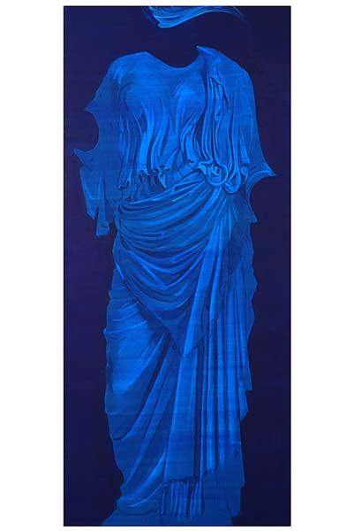 Umberto Passeretti: Blue Deesse - Acrilico su tavola 85 x 185  