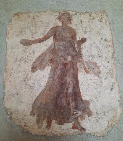 6 Affresco con raffigurazione di figura femminile, probabile menade (fine II –inizi III sec. d.C.)  Musei Capitolini, Antiquarium, inv. AC 9986 (© Roma - Sovrintendenza Capitolina ai Beni Culturali - Musei Capitolini)