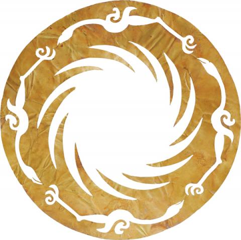 Jinsha Site Museum_Ornamento il Sole e l’uccello immortale; Moderna_diametro esterno 12,5 cm, diametro interno 5,29 cm, spessore 0,02 cm