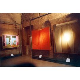 Valerio Adami, Holding Door Open, Holding Door Closed, 1968; Domenico Gnoli, Striped trousers, 1969, Red dress collar, 1969