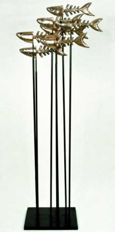 14. PESCI. Bronzo fusione a cera persa e ferro, h. 170 cm