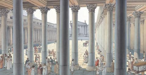 Graphic reconstruction of the Forum of Caesar in the Trajan period