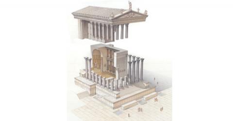 Ricostruzione grafica del Tempio di Venere Genitrice nel Foro di Cesare